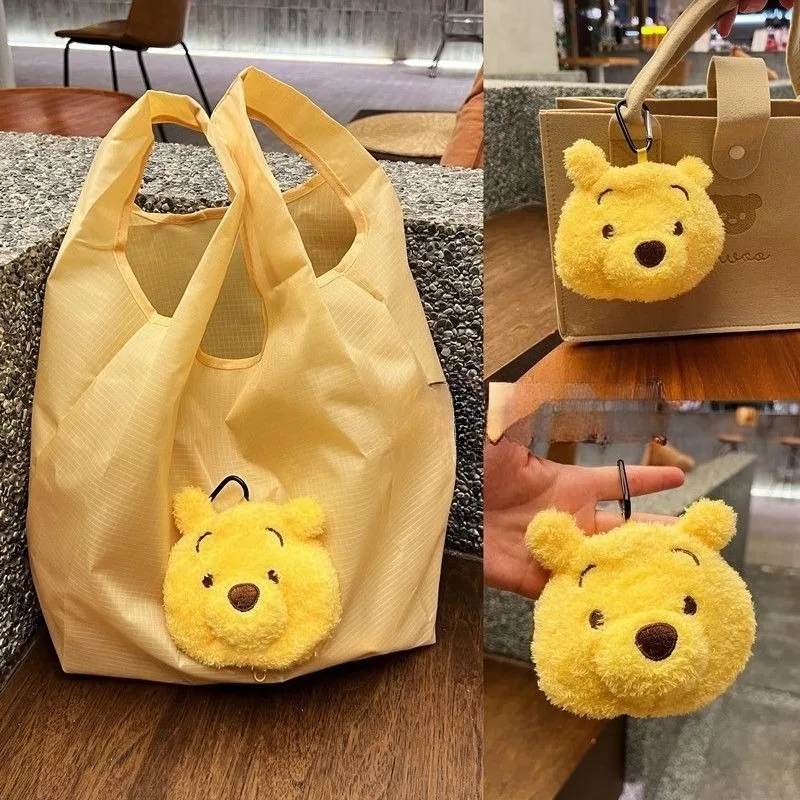 Disney Cartoon Cute Winnie the Pooh Foldable Portable Eco-Friendly Shopping Bag Large Capacity Storage Carrying Vest Tote Bag