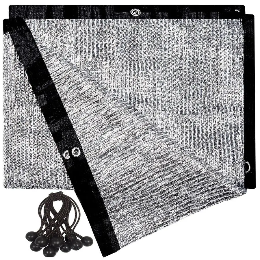 

Aluminum Shade Cloth 6.5 FT x 12 FT, Durable Mesh Silver Tarps with Grommets and Ball Bungee,Reflective Sun Shade Net Cover for