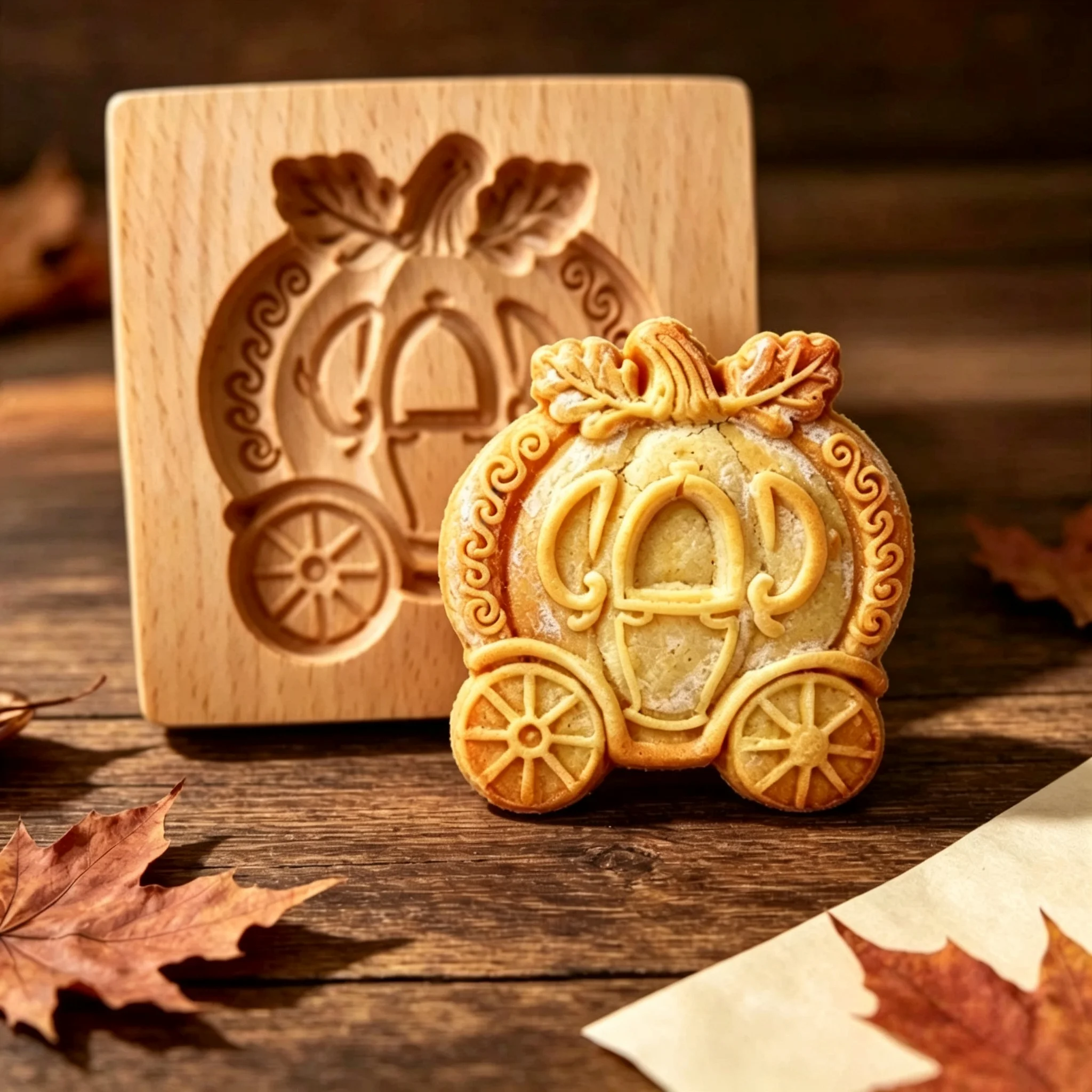 Wooden Cookie Mold Press for Baking 3D Carved Beechwood Gingerbread Stamp Halloween Pumpkin Ghost Embossing Cutter Mold F275
