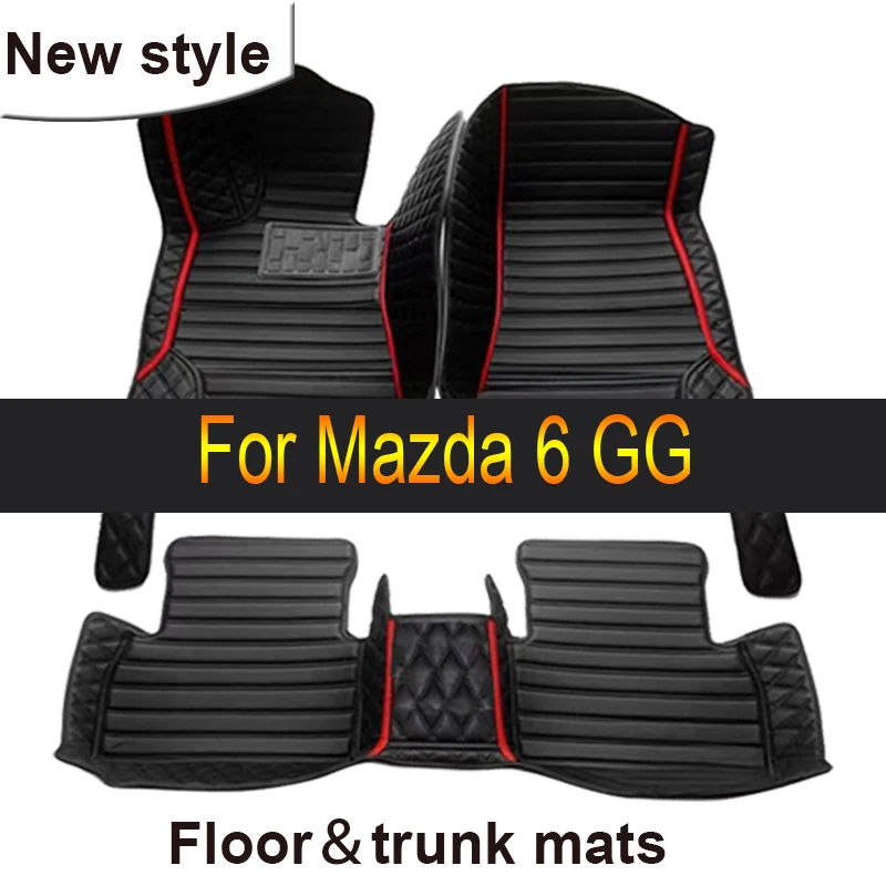 Custom Auto Luxury Leather Car Floor Mat For Mazda 6 GG 2003 2004 2005 2006 2007 Car Mat Full Set Women Waterproof Accessories