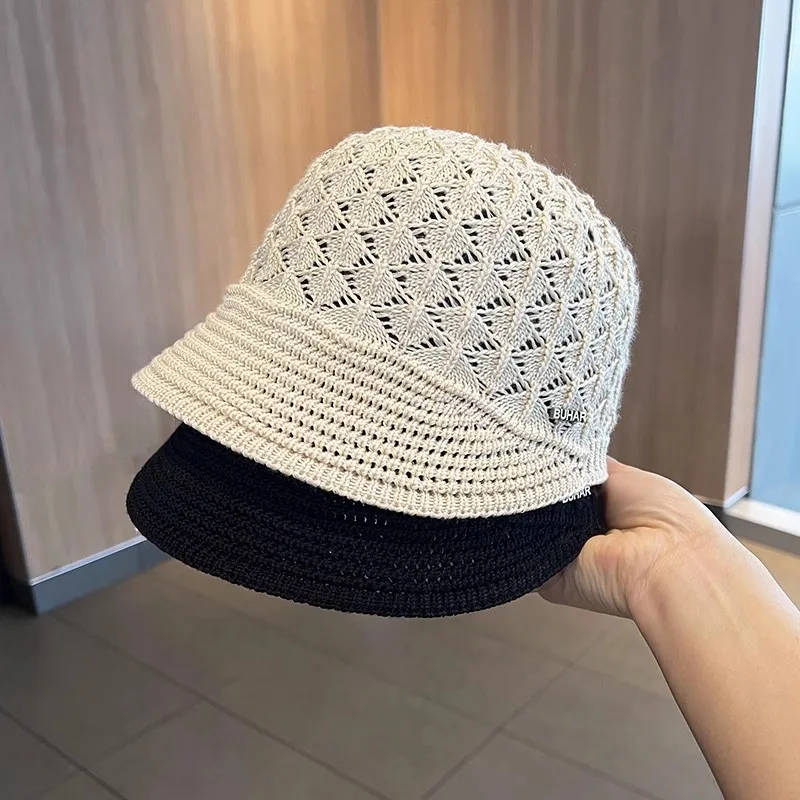 Hat Women's Hollow Breathable Knitted Cap Ladies All-match Fashion Foldable Equestrian Baseball Cap Hollow Design