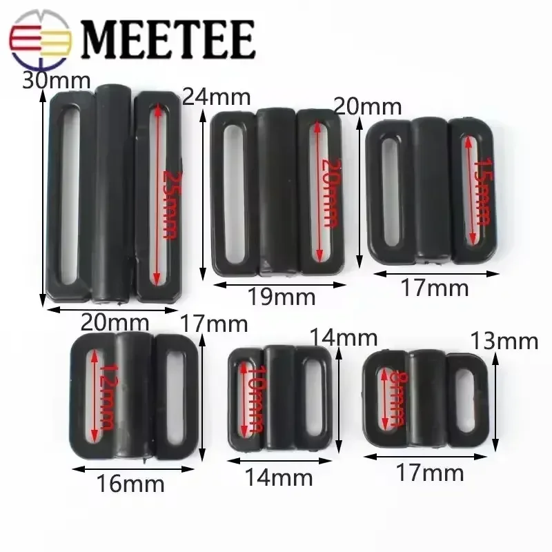 50/100Set 8-25mm Plastic Buckles for Bra Strap Adjustment Bikini Fastener Slider Buckle Underwear Closure Fixed Clip Repair Hook
