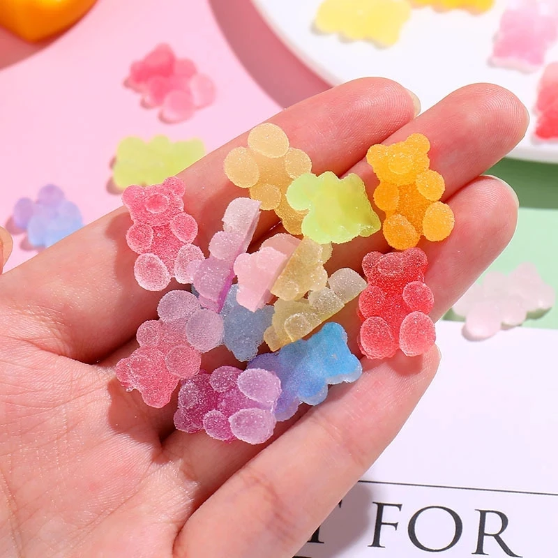 10 teile/beutel Gummibärchen Nagel Charme Dekoration 3d Kawaii Harz Zubehör weiche Süßigkeiten Strass steine für Nägel DIY Maniküre Schmuck Werkzeug