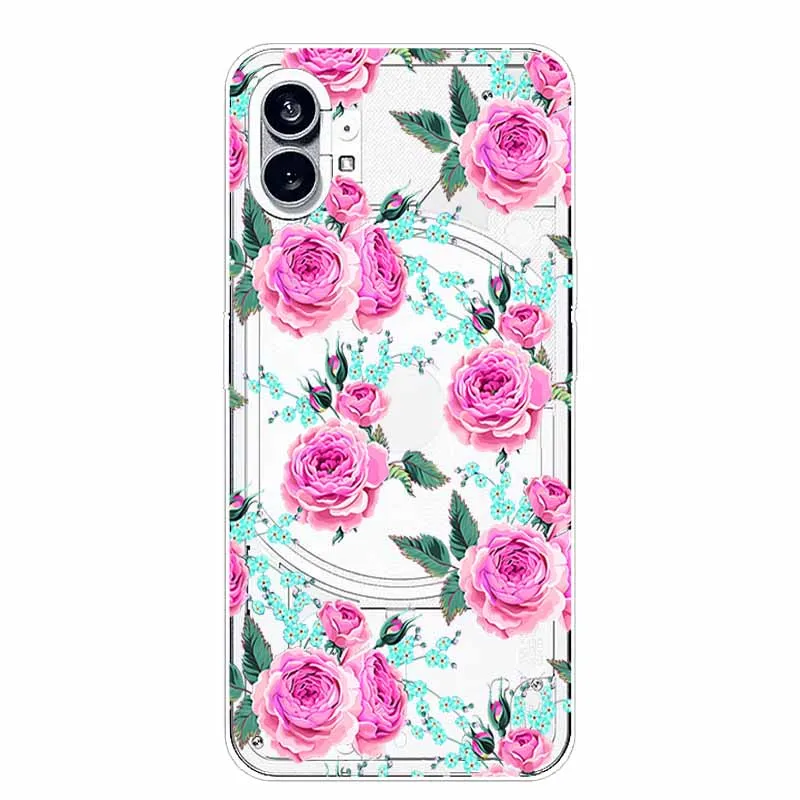 For Nothing Phone 2 Case Clear TPU Soft Lovely Printing Silicone Cover for Nothing Phone 1 ONE Transparent Capa Phone2 A065 TWO