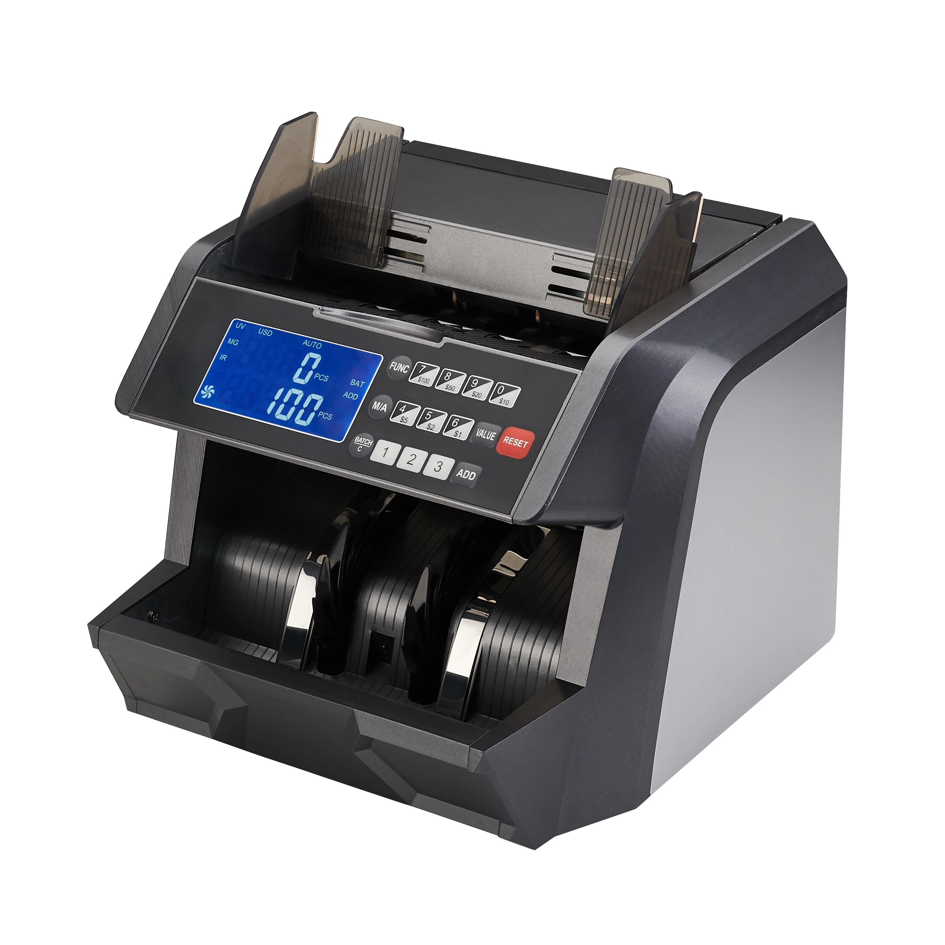 Portable Money Counter UV MG Counterfeit Detector 1600 Bills/Min Fast USD Banknote Count Machine Office Retail Bank