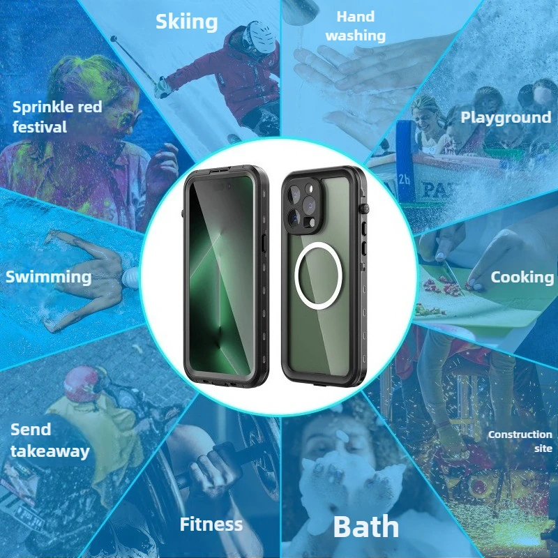 IP68 Waterproof Dustproof Magnetic Phone Case for IPhone 15 14Pro Max Plus Simple Design Anti-scratch Shockproof Protector Cover