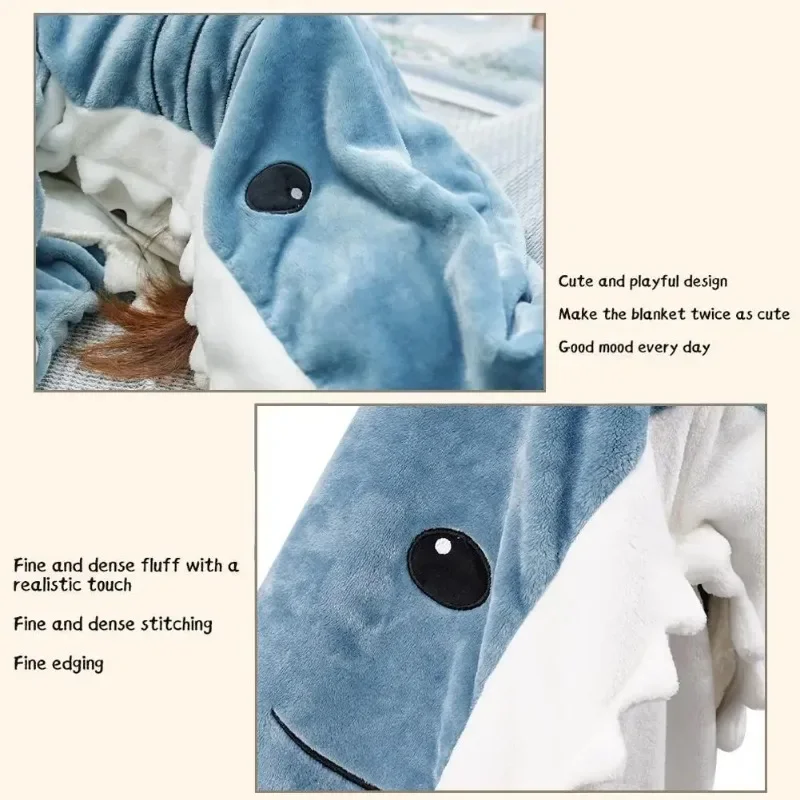 Cartoon Shark Sleepwear for Sleeping Pajamas Office Nap Wearable Loose Winter Men Pajama Sets for  Adult Blanket Hot