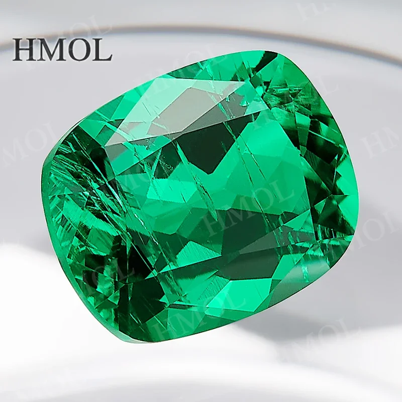 Lab Grown Colombian Emerald Green Color Elongate Cushion Shape Gemstone for Charms Diy Jewel Making Selectable AGL Certificate