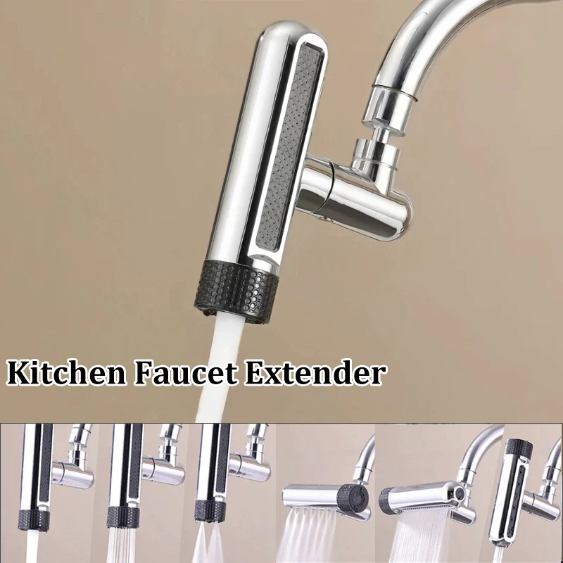 6 Modes 720° Rotating Kitchen Faucet Waterfall Spout Splash-Proof Universal Aerator Multi-Function Faucet Nozzle Extender