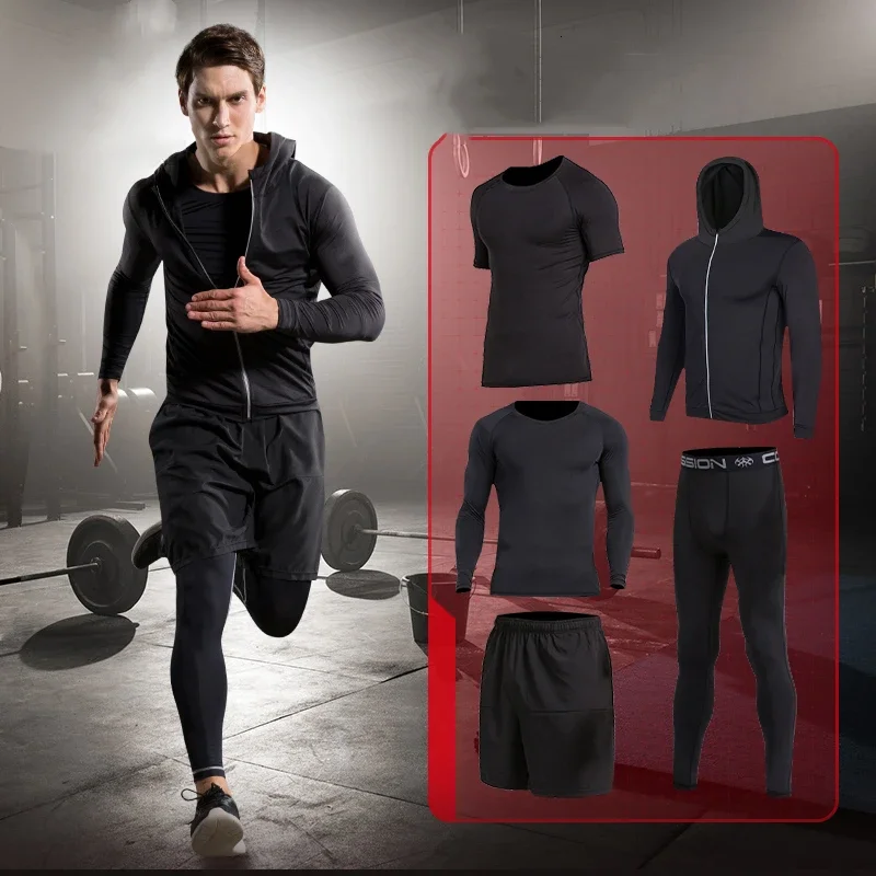 Sportswear Gym Fitness Tracksuit Men's Running Sets Compression Basketball Underwear Tights Jogging Sports Suits Clothes Dry