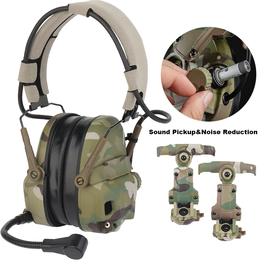 

Shooting Earmuffs Tactical Helmet Headset Electronic Hearing Protector Hunting Active Noise Reduction Headphone Sound Pickup