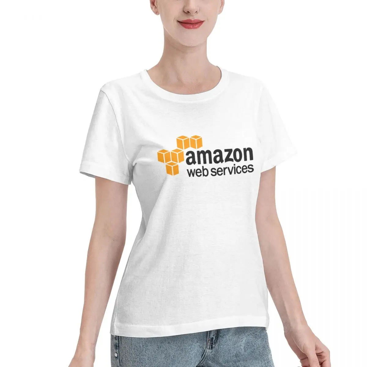 AMZ Amazon Web Services-1 Tee-Shirts Cotton T-shirts Women Short Sleeve O-Neck Tops