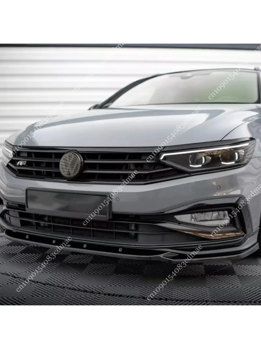 Kühlergrill-Dekorationsaufkleber in Schwarz für VW Passat B8 2019-2023 Facelift B8.5 Frontscheinwerfer-Augenbrauen Augenlider ABS Karosserie-Kits