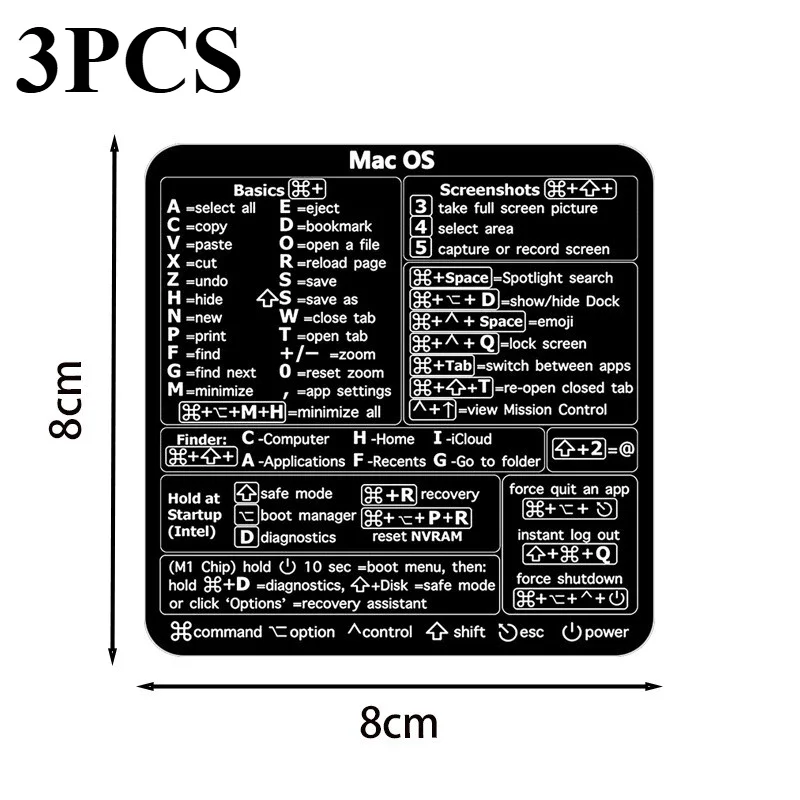 3pcs Windows PC Laptop Keyboard Reference Shortcut Stickers Laptop Skins Office Accessories