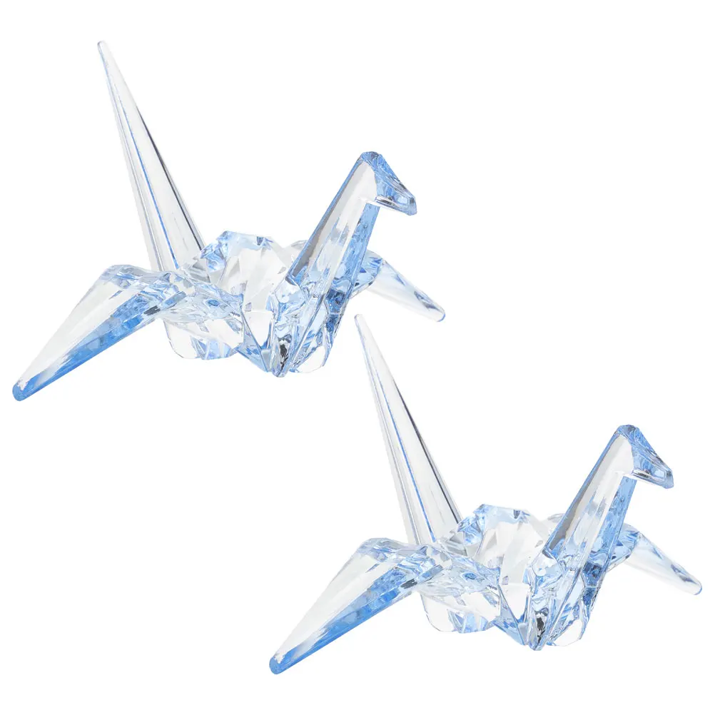 

2pcs Creative Origami Crane Statues Acrylic Desktop Decor Long-Lasting 'S Birthday Gift Party Supplies Imitation Crystal