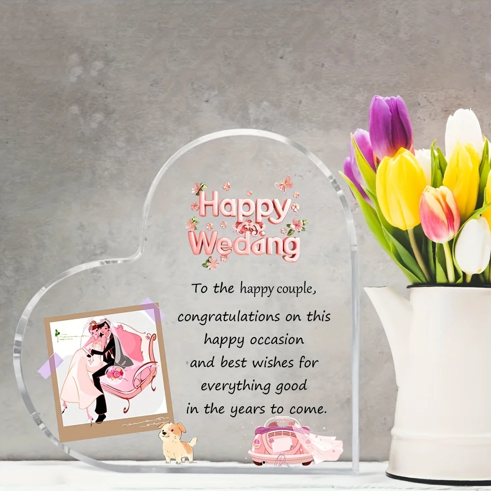 Precious Friends & Siblings Acrylic Heart Wedding Gift, Perfect Desk & Home Decor for Happy Couples