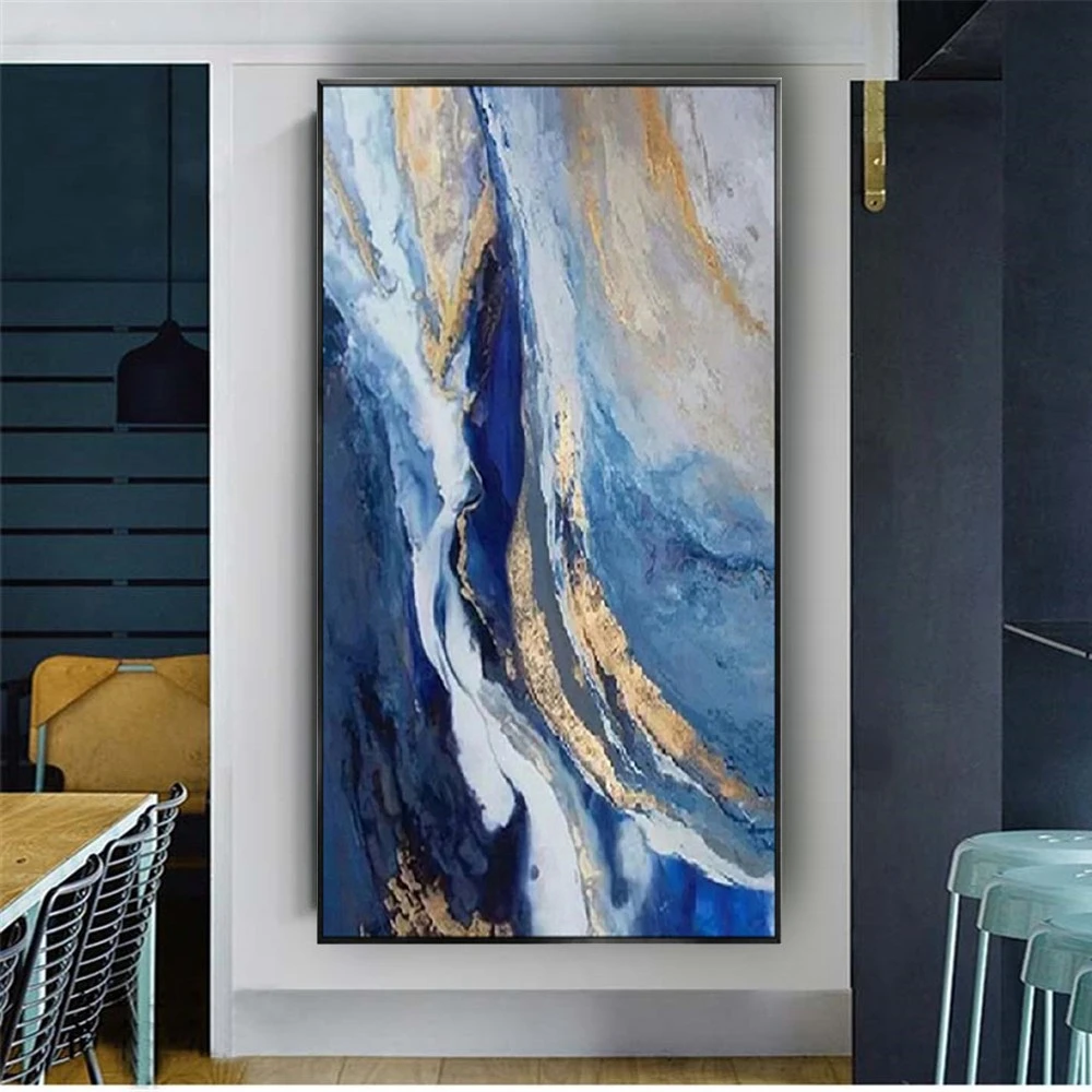 Best Art Handmade Wall Art Pictures Gold Blue Gray Yellow Texture Abstract Oil Painting On Canvas Wall Paintings Decor Home Sofa