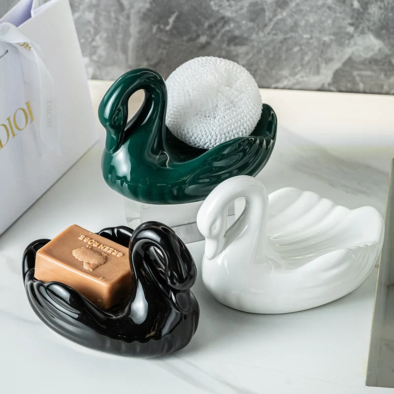 

Керамическая коробка для мыла Creative Swan без накопления воды, стеллаж для хранения мыла, аксессуары для ванной комнаты