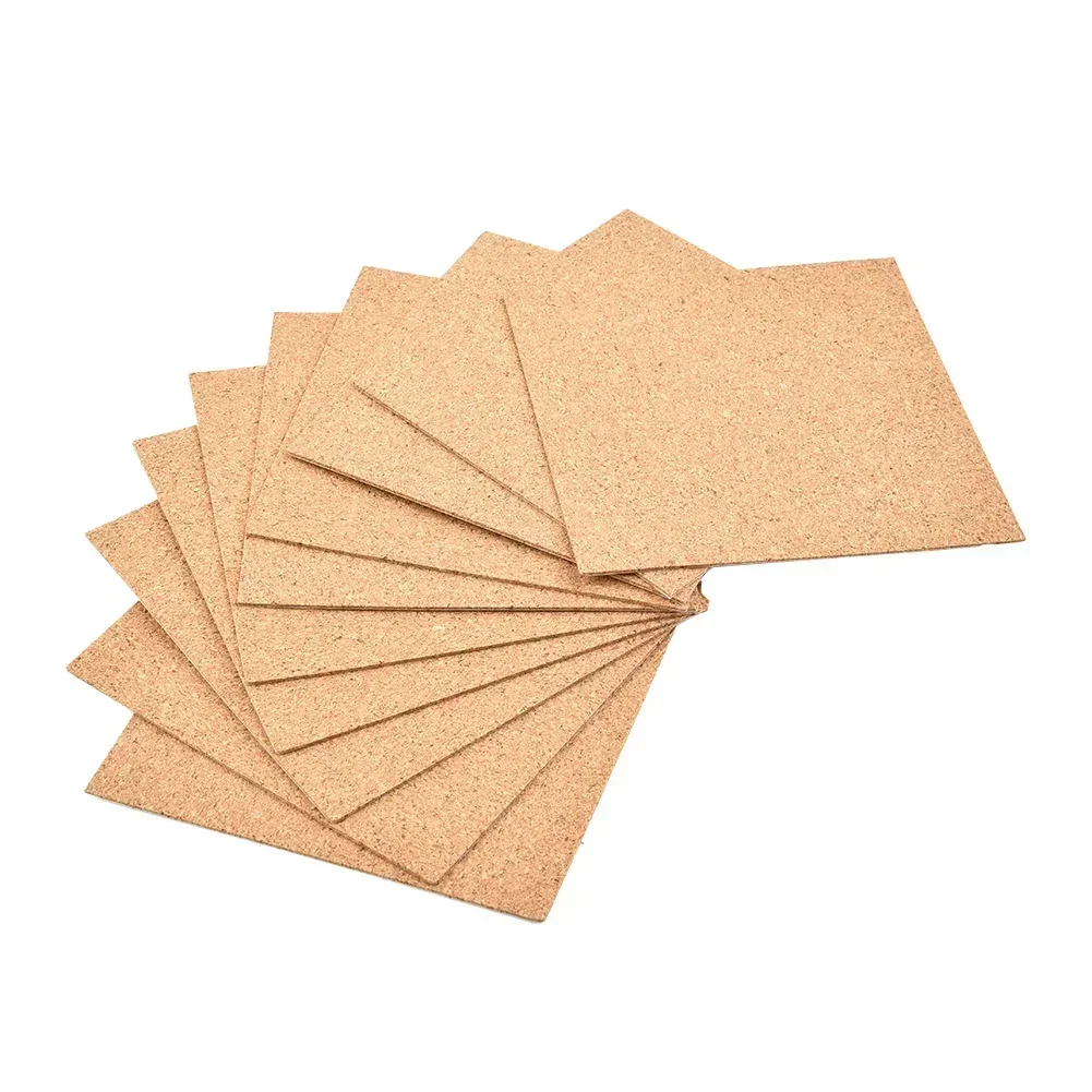 10PCS Selfadhesive Cork Coasters Squares Cork Mats Cork Backing Sheets DIY Crafts Supplies Anti-slip Table Decoration