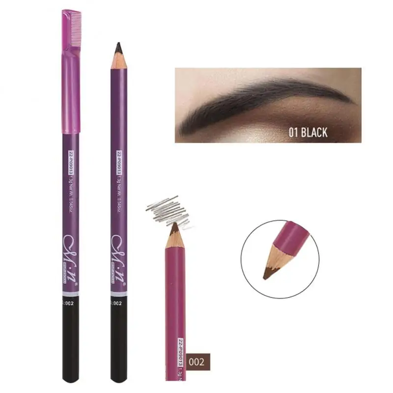 Eyebrown Pen With Eye Brown Brush Longlasting Cosmetic Black Eyebrow Easy To Use Double Head Soft