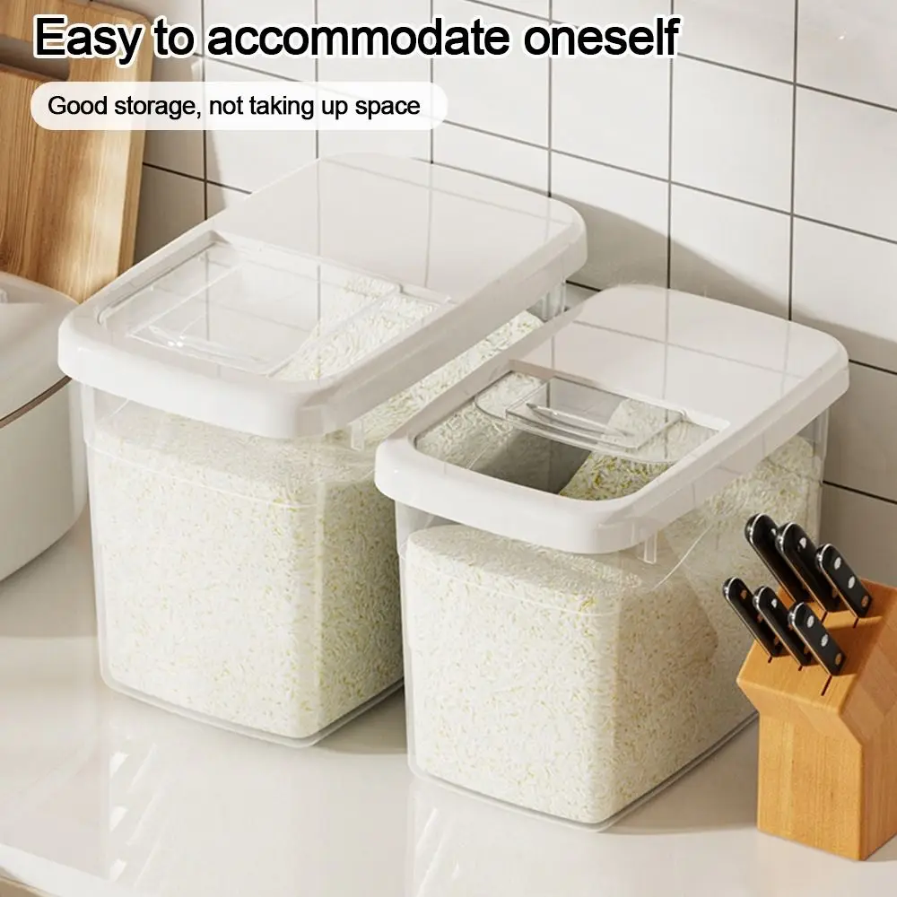 Cubo de arroz transparente para mantenimiento fresco, contenedor de cereales a prueba de fugas y humedad, latas selladas de gran capacidad
