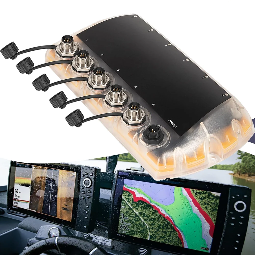 

411850-1 5-портовый Ethernet-переключатель заменяет Humminbird AS ETH 5PGL, морской сетевой концентратор для APEX, SOLIX, Helix G4N/G3N Fish