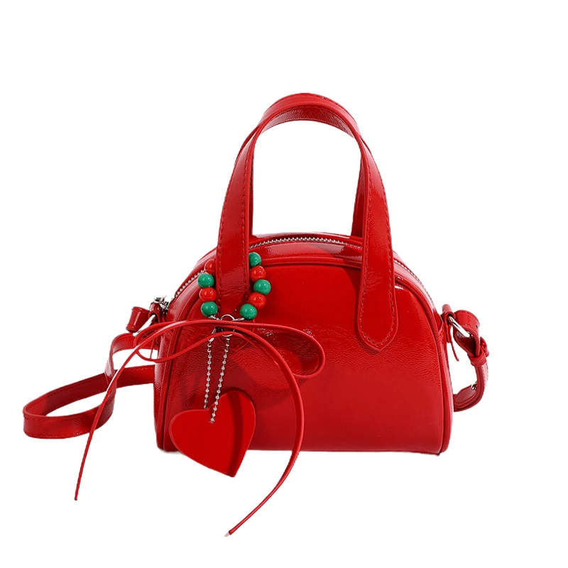 LEFTSIDE Mini Red Shoulder Bags for Women PU Leather Females New 2024 Spring Korean Fashion Crossbody Bag Short Handle Handbags