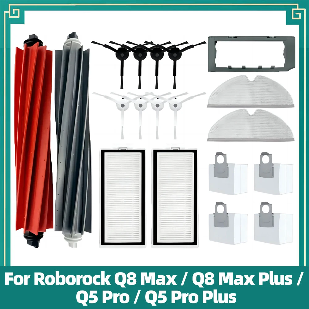 Fit For Roborock Q8 Max / Q8 Max Plus / Q5 Pro / Q5 Pro Plus Replacement Parts Main Side Brush HEPA Filter Mop Cloths Dust Bag