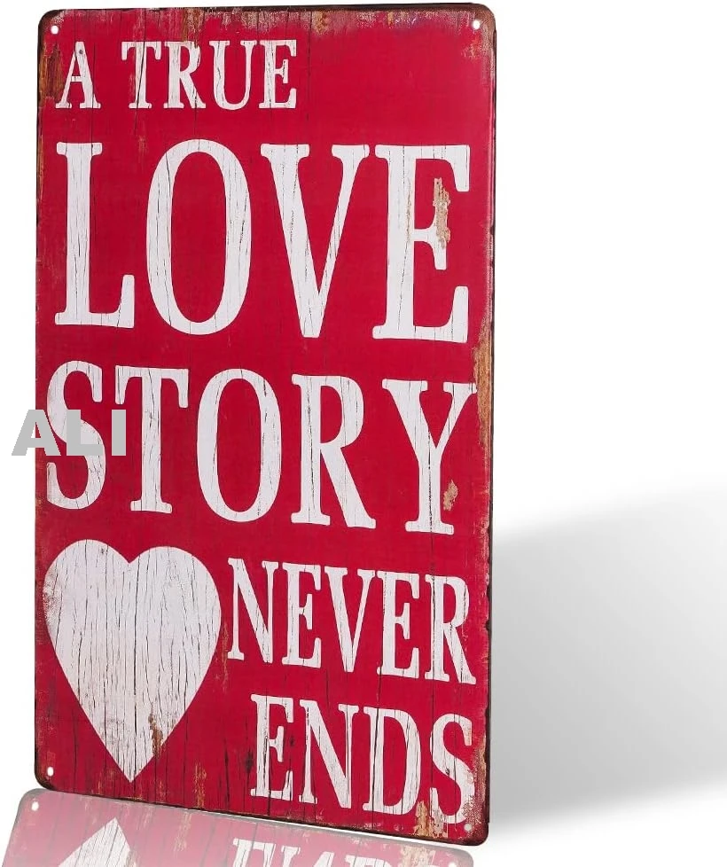 dingleiever-Shabby Chic A True Love story never ends Vintage Wall Decor Art Metal Tin Signs Decorative Plates sign