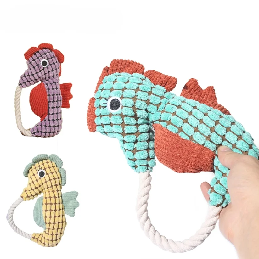 

Seahorse Pet Dog Plush Toy Rope Dog Squeak Toys Bite Resistant Puppy Funny Pet Seahorse Toy Dog Accessories