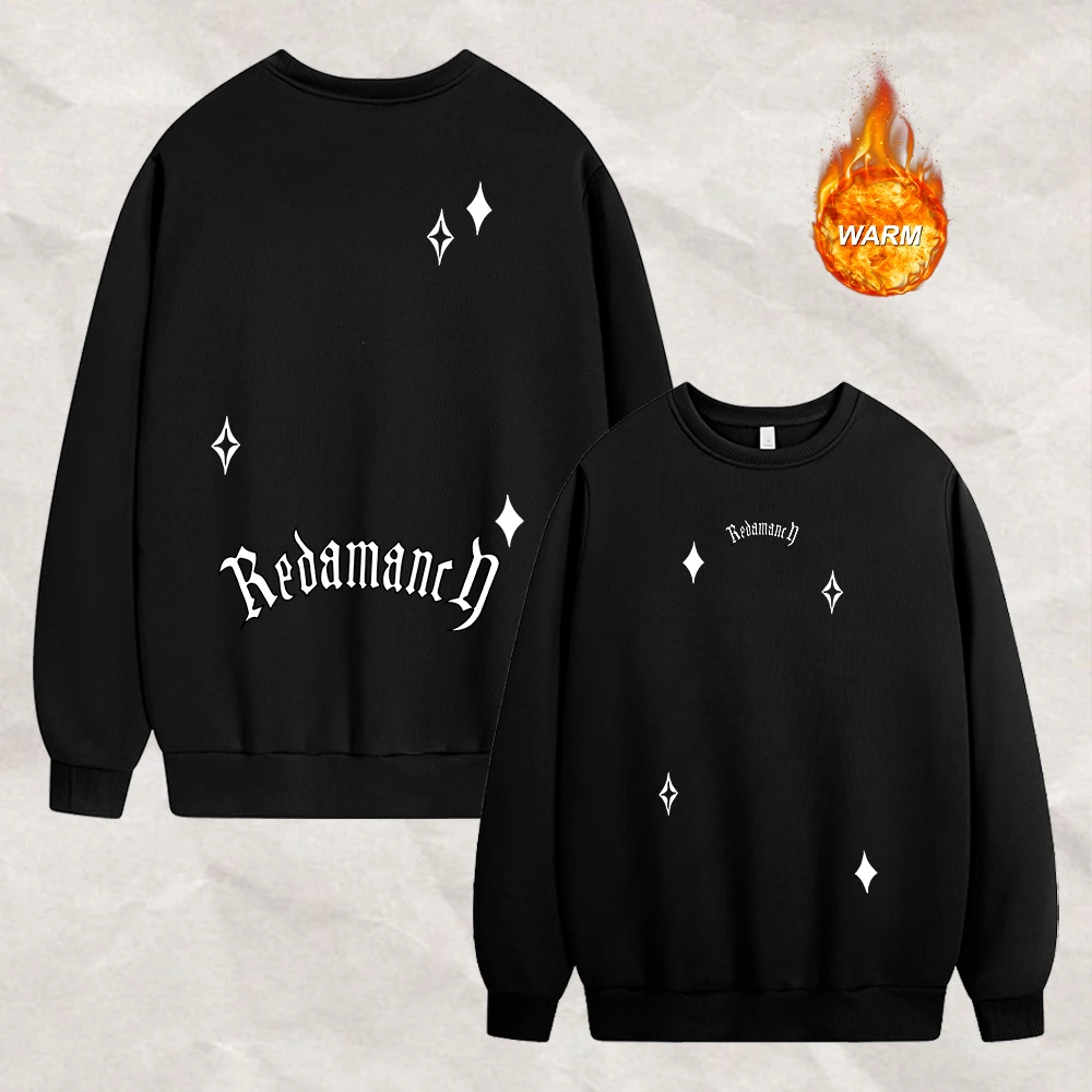 Men's Gothic Word And Star Print Sweatshirt Thick And Warm Pullover For Spring And Autumn Street Style Daily Commute Casual Wear