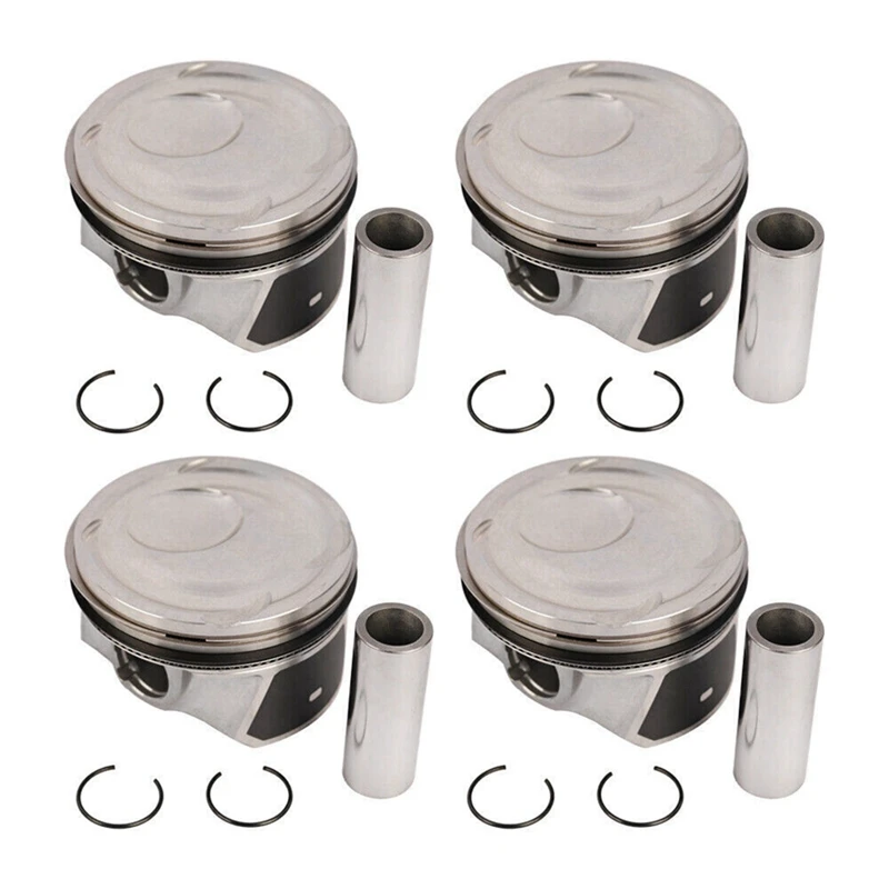 4 PCS Car Piston & Rings Kit Silver Metal Automotive Supplies FITS For Ford Focus Mustang Lincoln MKC 2.3L 2015-2019 EJ7Z6108E