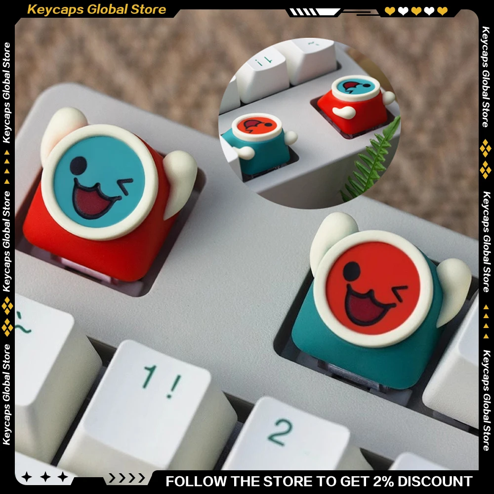 

Taiko No Tatsujin Series Keycap Смола Аниме Игровая периферия Мультфильм ESC Key Cap для механической клавиатуры Аксессуары Подарки