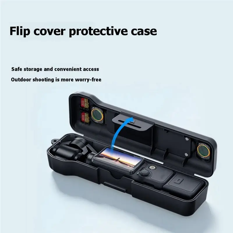 DT23 Gimbal Flip Protective Case for DJI for Osmo Pocket 3 & 4, with CPL/ND Filter Storage Slots, Full-Coverage Hard Shell for