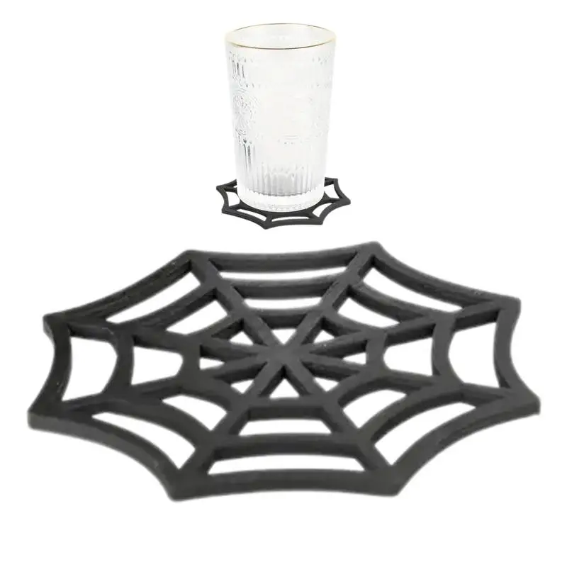 4 X 4 Inches Spider Web Coasters Hollow Design Wood Coasters Cup Mat Pad For dining table Drinks Party Home Kitchen Supplies