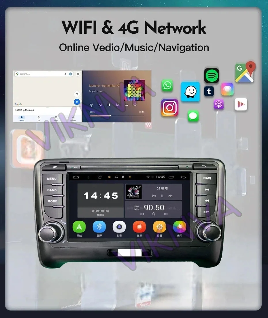 7inch GPS Navi Autoradio For Audi TT MK2 8J 2006-2014 Android -Core 4+64G Stereo Car Radio Player Audio RDS Carplay BT 5.0
