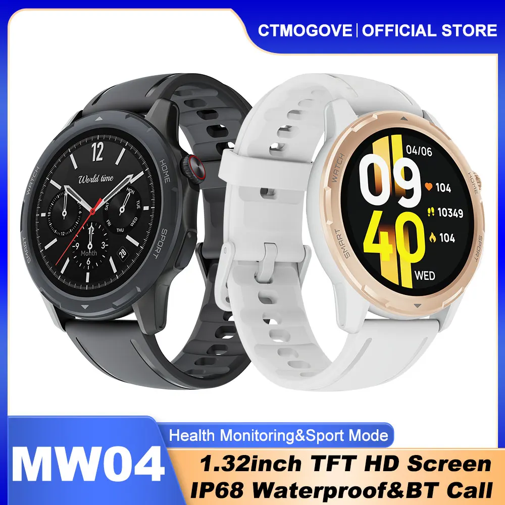 

New MW04 fashion smart watch screen 360*360 resolution blood oxygen heart rate sleep monitoring Bluetooth call waterproof