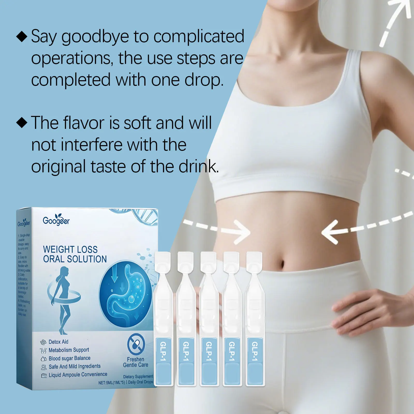 GOOGEER Slimming Drops Burn Fat Detox Stimulate Metabolism Weight Control Maintain Blood Sugar Balance Weight Loss Drops view 3