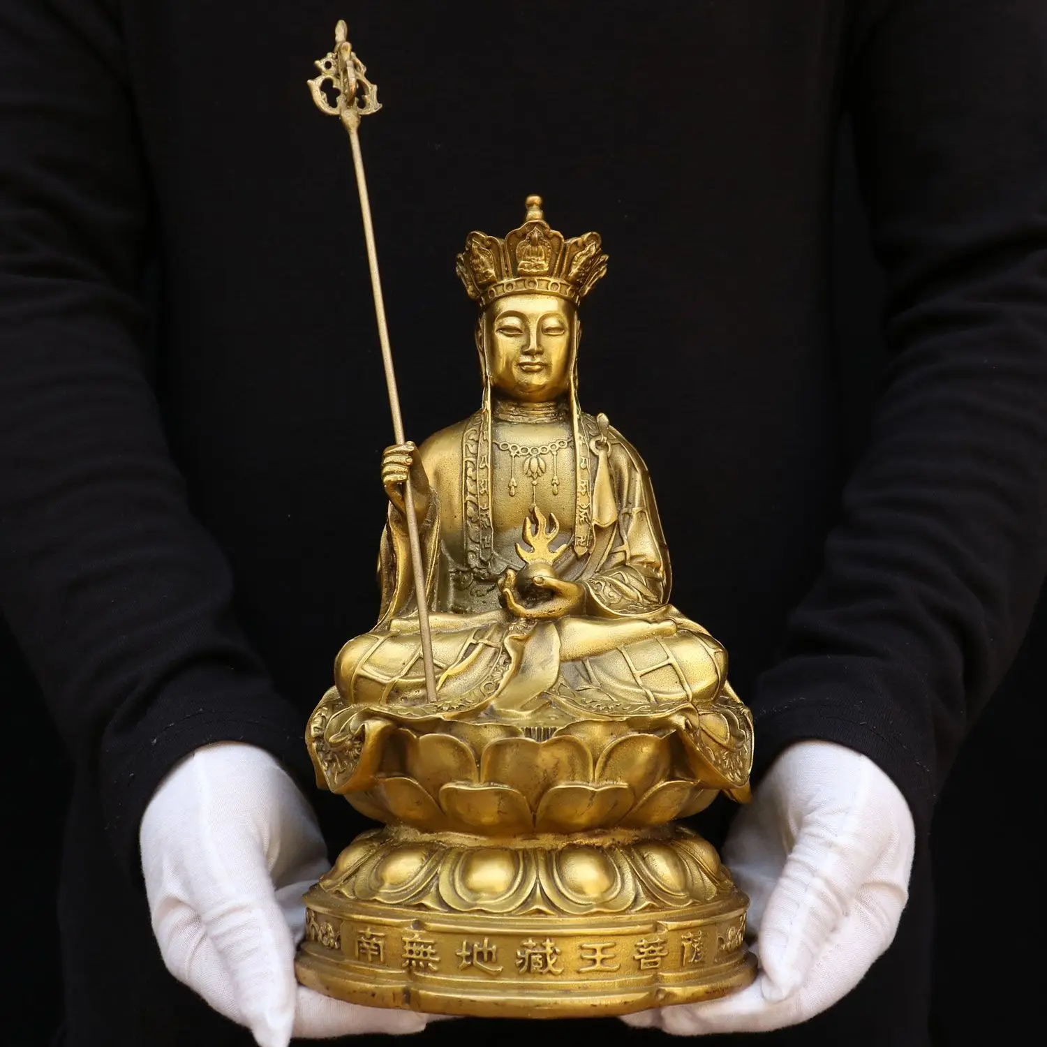 Pure Copper Ksitigarbha Buddha Statue Large Size Seated Buddha Decor for Home Temple Worship Religious Ornament