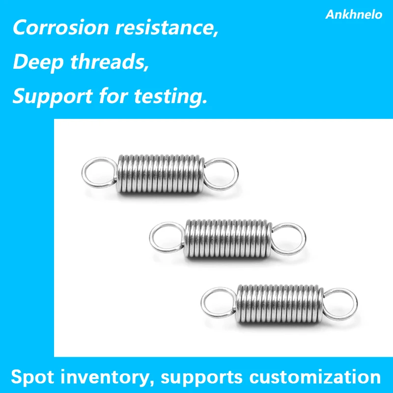Mola de tensão Hardware, aço inoxidável 304, gancho duplo, personalização de suporte, OD 4 ~ 8mm, comprimento 15-120mm, 0,6mm, 5-10pcs por lote