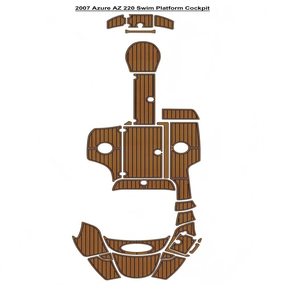 

2007 Azure AZ 220 Swim Platform Cockpit Pad Boat EVA Foam Faux Teak Deck Floor Mat SeaDek MarineMat Style Self Adhesive