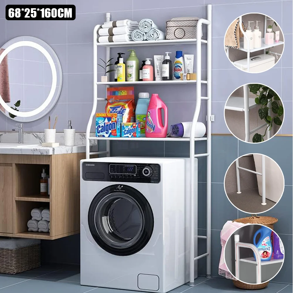3 Tier Over Toilet Storage Rack Bathroom Laundry Washing Machine Shelf Organizer