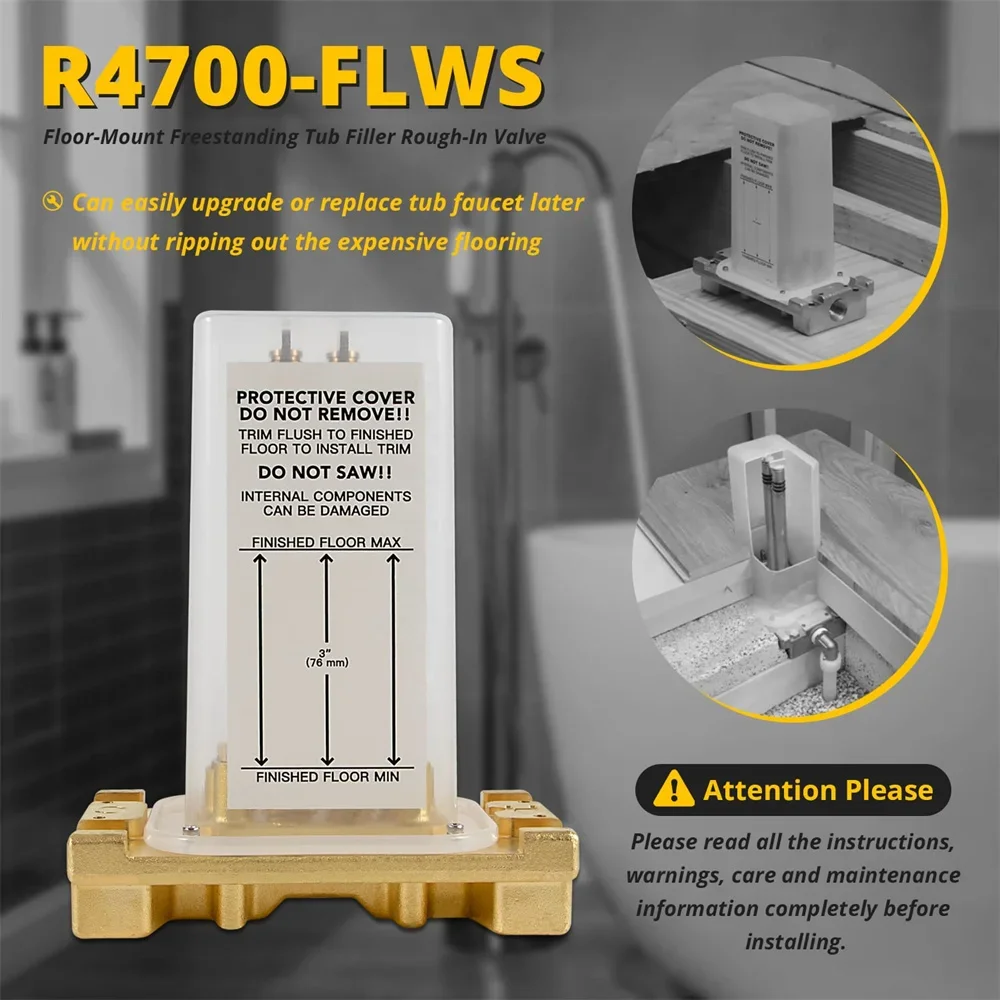 วาล์ว R4700-FLWS สำหรับอ่างแบบตั้งพื้น, วาล์วสำหรับติดตั้งในอ่างอิสระ