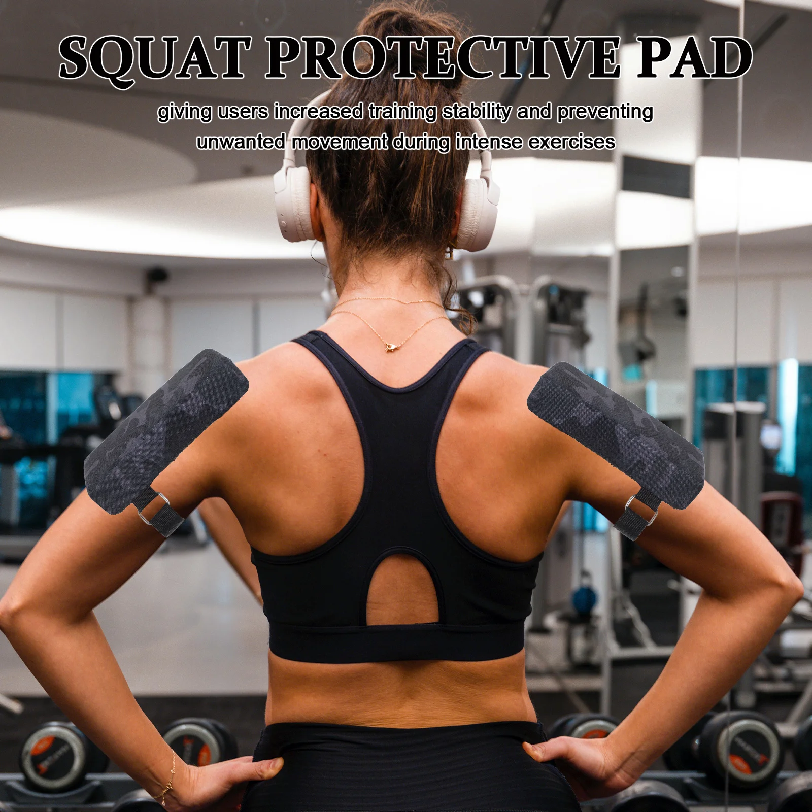 

1 Pair Deep Squat Machine Shoulder Pad Camouflage Adjustable Non-Slip Cushion For Leg Press Support Enhanced Stability Gym
