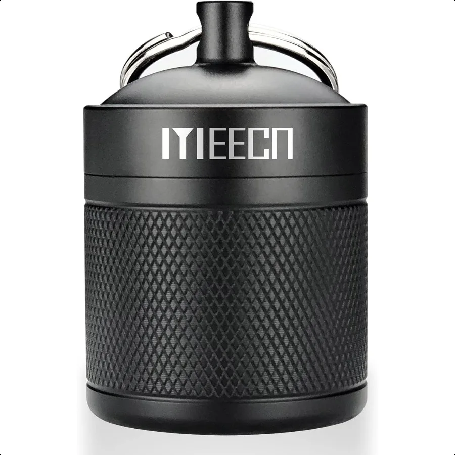 Schlüsselanhänger-Pillenhalter-Box, Aluminium, wasserdichter Behälter, Pillen-Organizer für Outdoor-Reisen, Camping, Größe: 1,6 x 1,6 x 5,1 cm, Schwarz