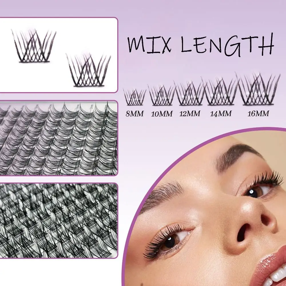 

Individual Cluster Lash Cluster Lashes Kit Tray with Bond & Seal Mixed Length D Curl Lash Extensions Handmade