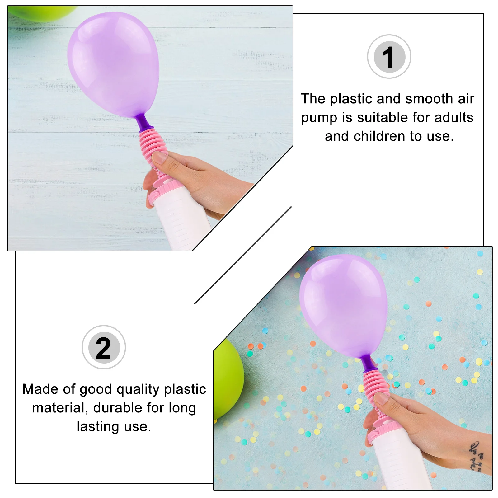 Inflator Balloons Hand Held Air Premium Pump Portable Helium Party Manual for Plastic Baby Pumps