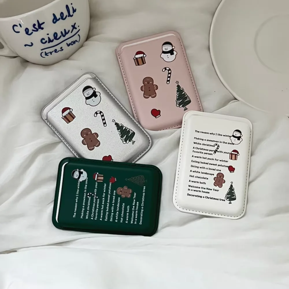 Christmas Style Snowman Gingerbread Man Card Wallet Magnetic For iPhone For Samsung Galaxy For iPhone 18 17 16 For MagSafe Cover