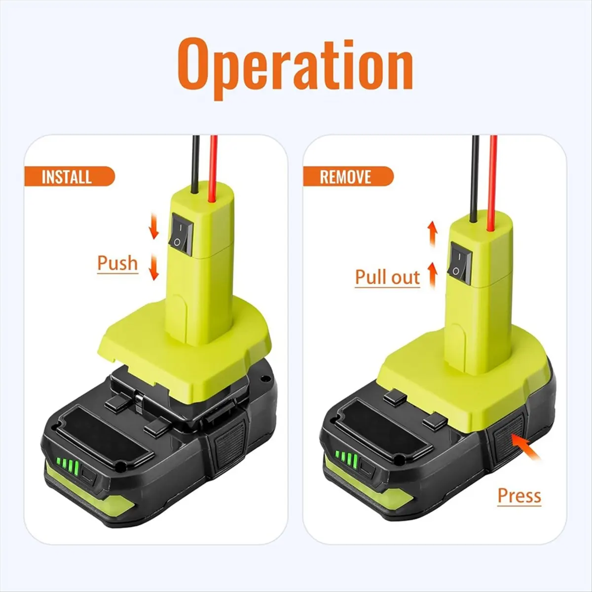 HAPPY DIAN!For 18V Li-Ion Battery Jumper Cables Jump 8AWG Cable Power Battery Jump Starting Adapter Booster Cable with Switch