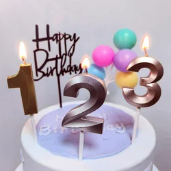 Velas con números, decoraciones para pasteles, oro, plata, rosa, años, cumpleaños, vacaciones, boda, Día de San Valentín, niño y niña, suministros coloridos para fiestas